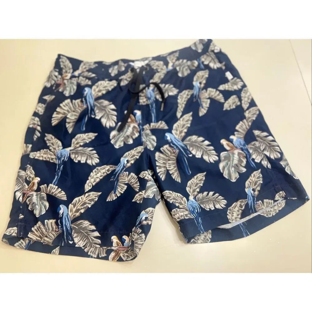 Onia Me'sâElastic Waist Drawstring Charles 7" Swim Board Shorts Navy Combo Large